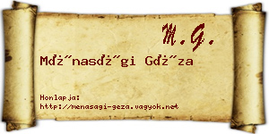 Ménasági Géza névjegykártya